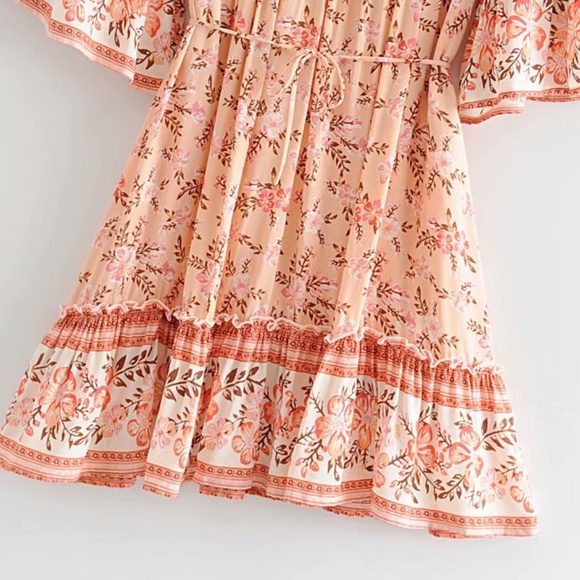 Bohemian Floral Print Ruffled Flower Girl Dress main image 1
